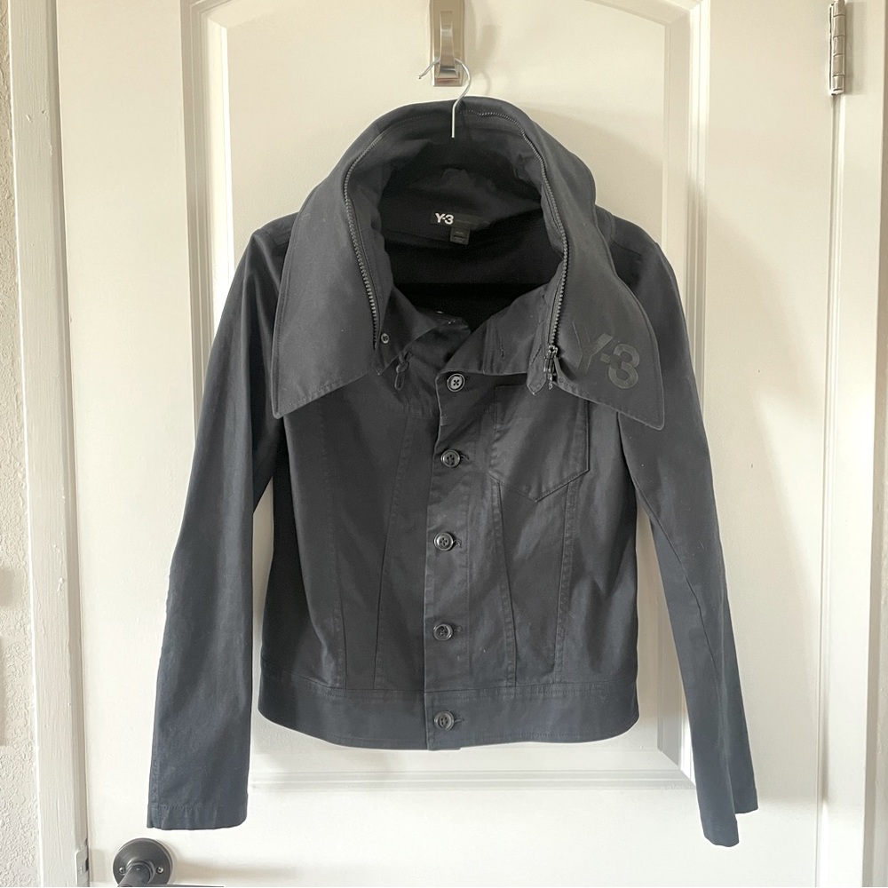 Y-3 Yohji Yamamoto Black oversized collar jacket Medium womens
